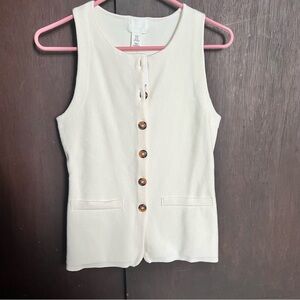 H&M Ivory Sleeveless Button-Down Shirt
